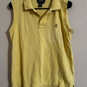 Ralph Lauren Lauren Yellow Sleeveless Polo Top Preppy, Classic